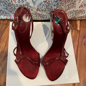 Nine West Burgundy Strappy Heels